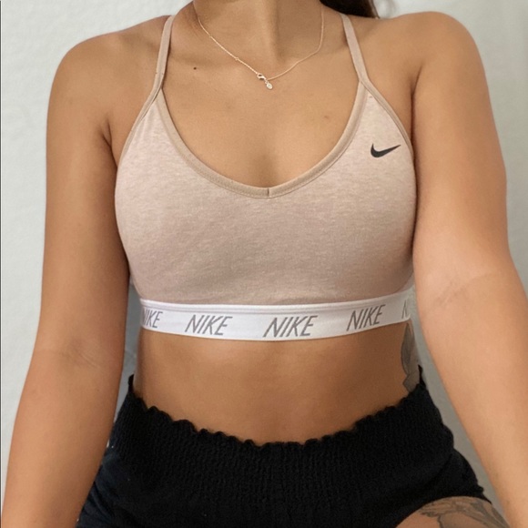 nike sports bra nude